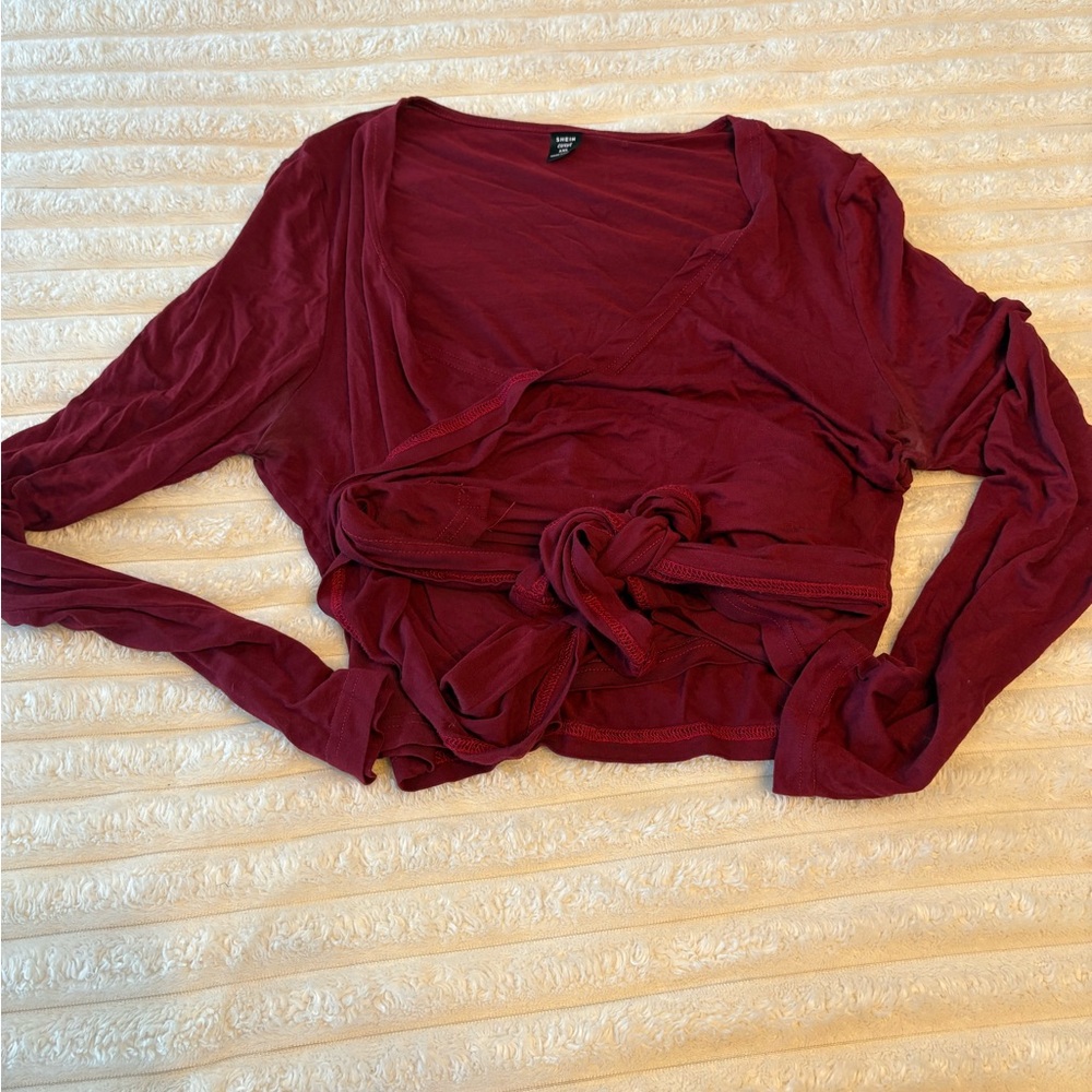 Women's Burgundy Wrap Top